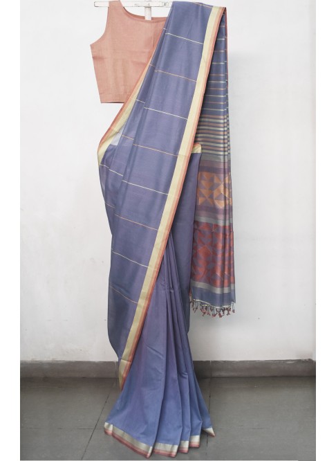  Lavender, Handwoven Organic Cotton, Textured Weave , Jacquard, Work Wear, Saree 